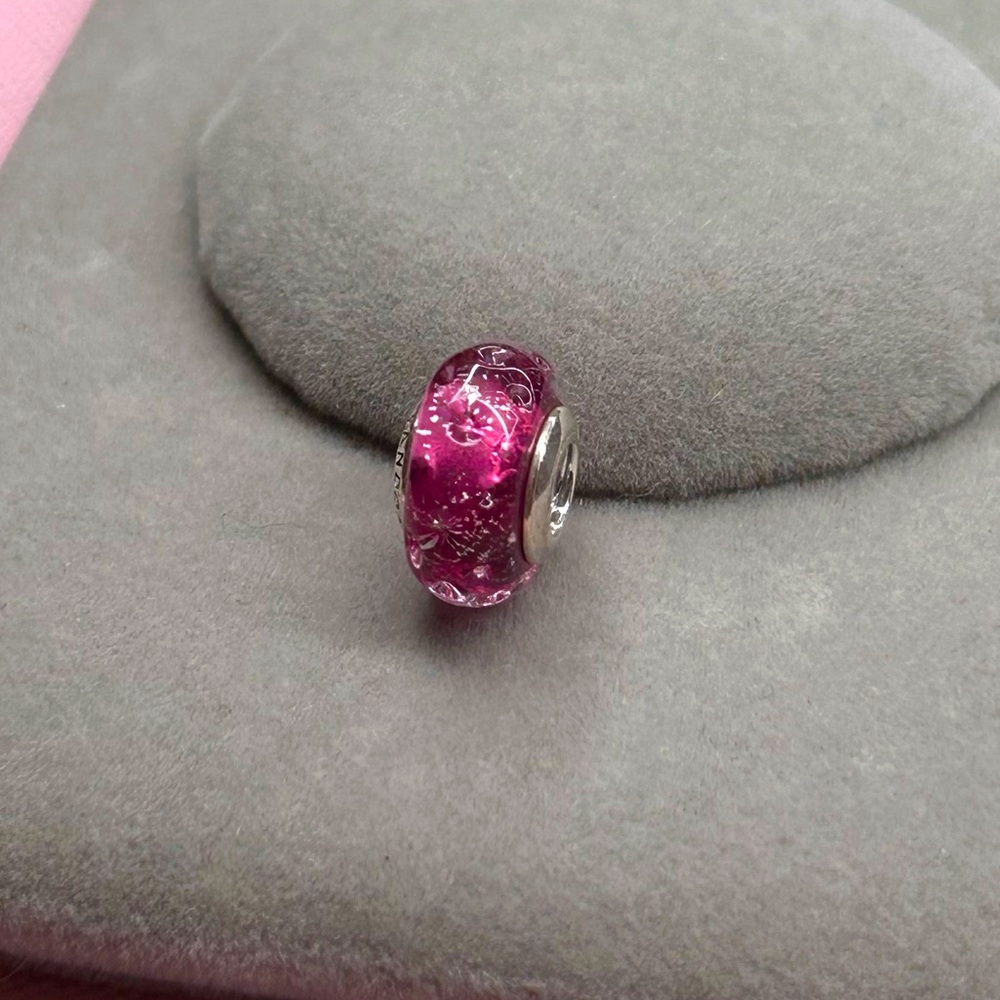 Authentic Pandora Wavy Fancy Pink Murano Glass Charm